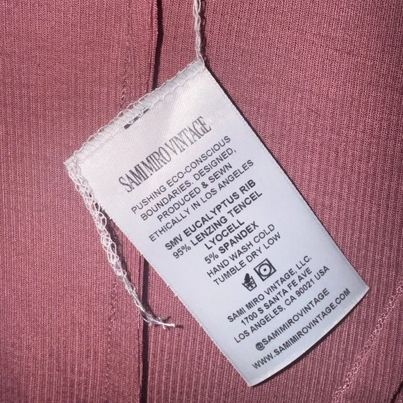 Sami Miro Vintage NEW WITH TAGS Asymmetric Baby Rib Tee Size Small S 🩷 - Picture 3 of 5